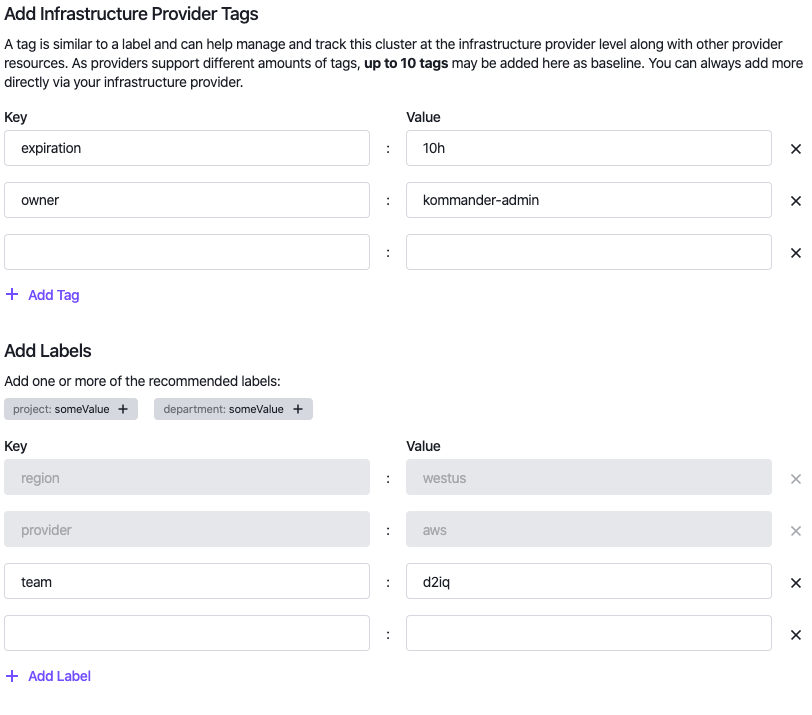 Edit a Cluster Labels and Cloud Provider Tags