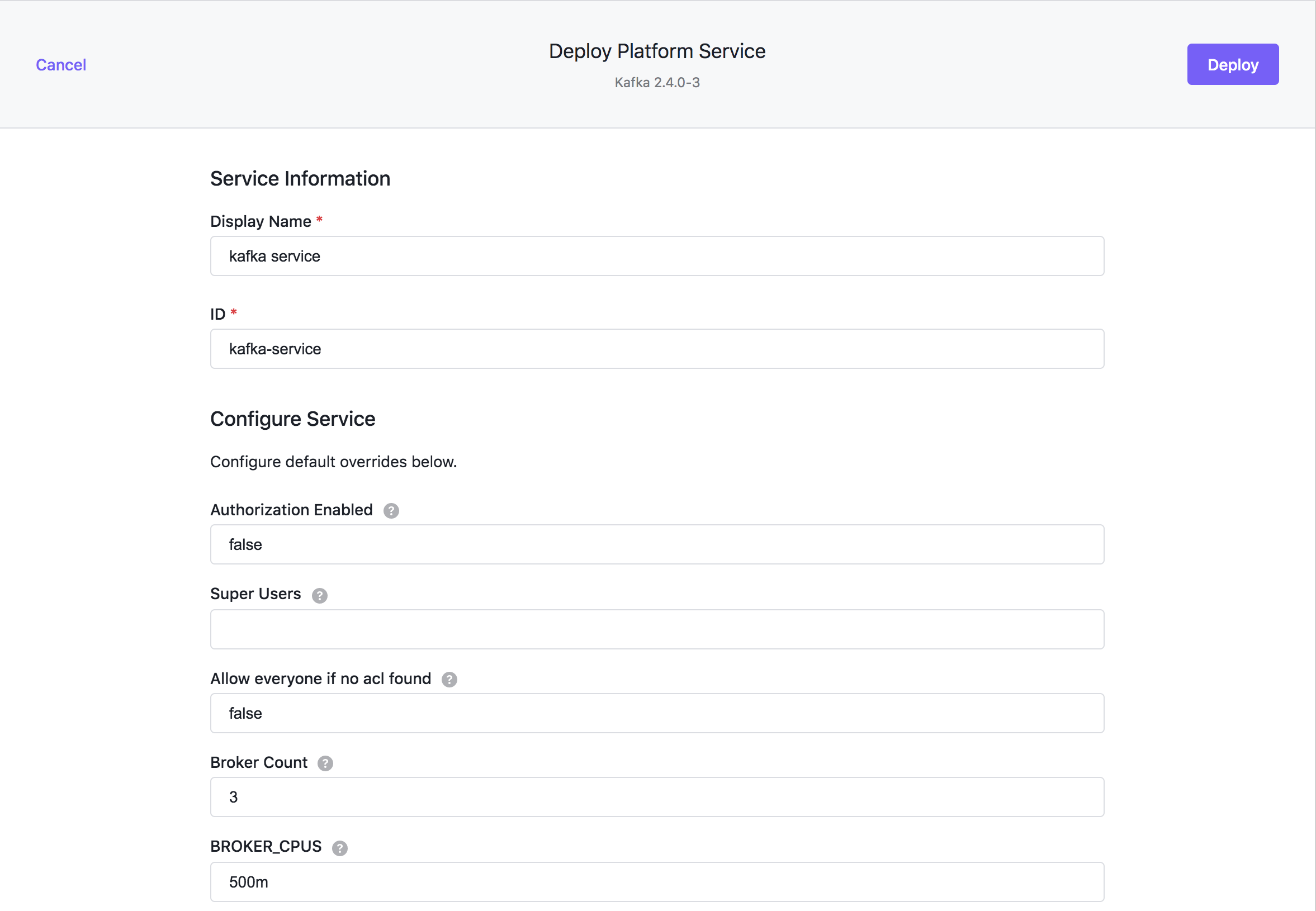 Deploy KUDO Platform Service