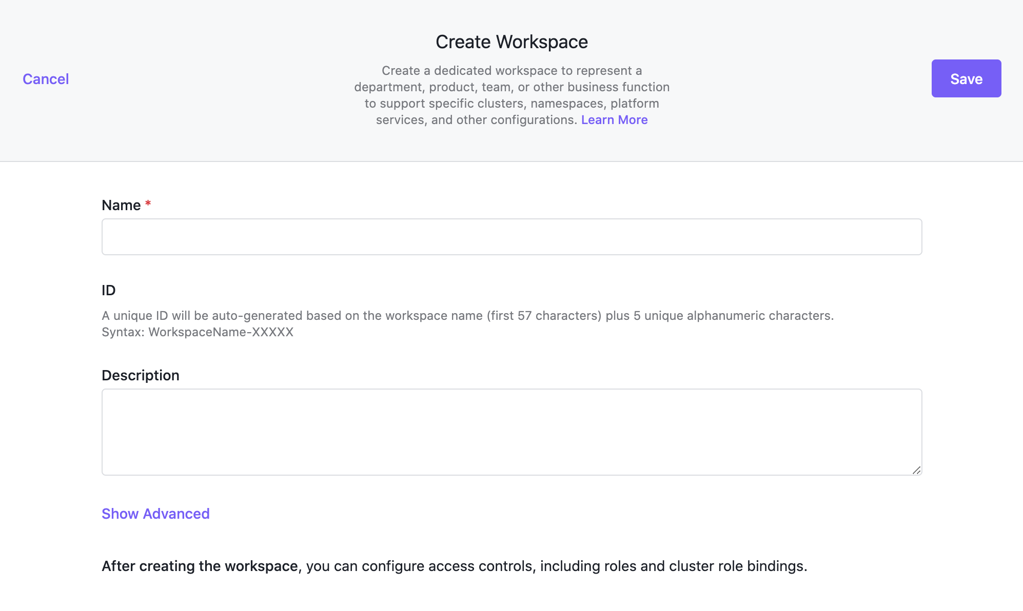 Create Workspace Form