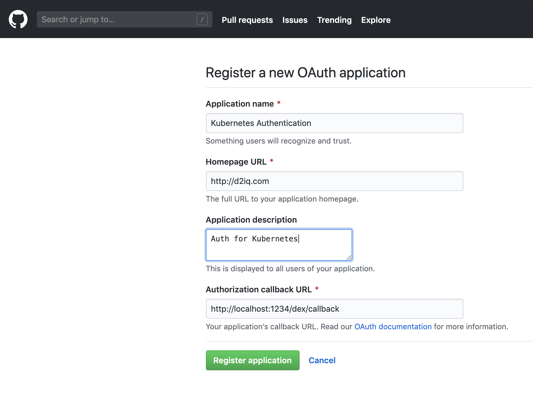 Setting up the GitHub OAuth App