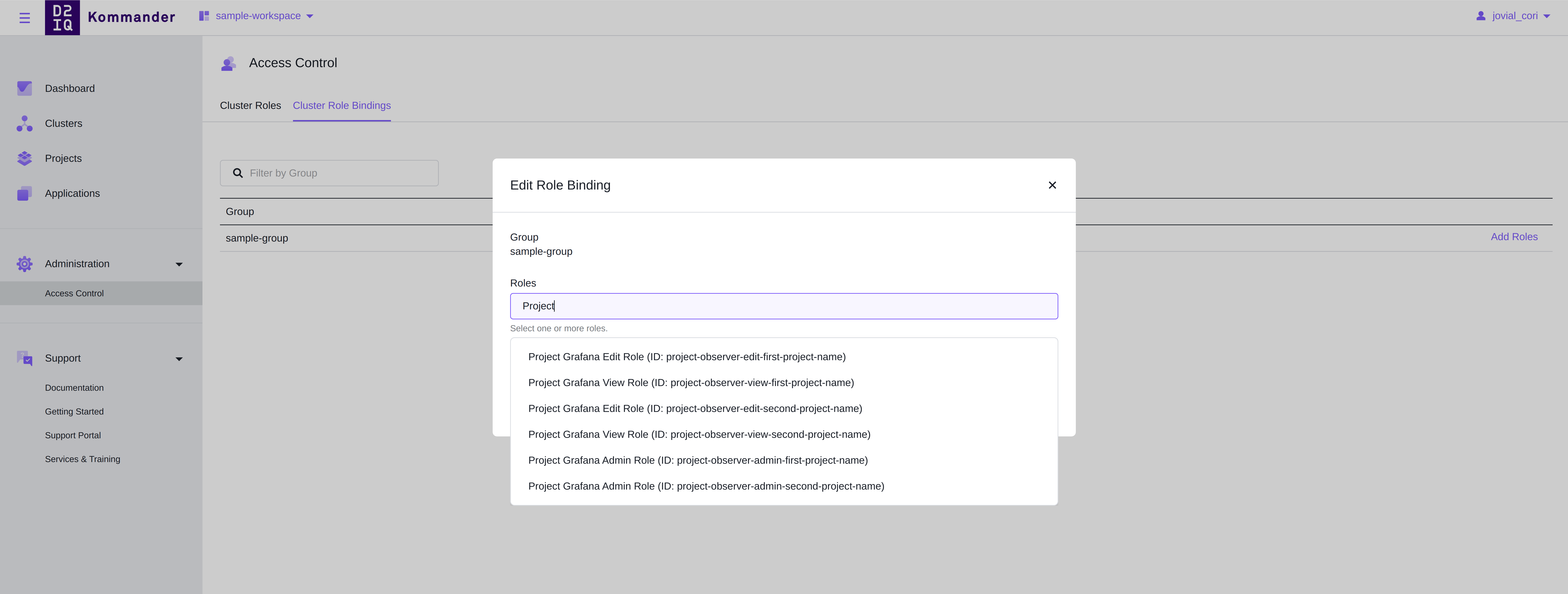 Project Grafana Workspace Role Binding