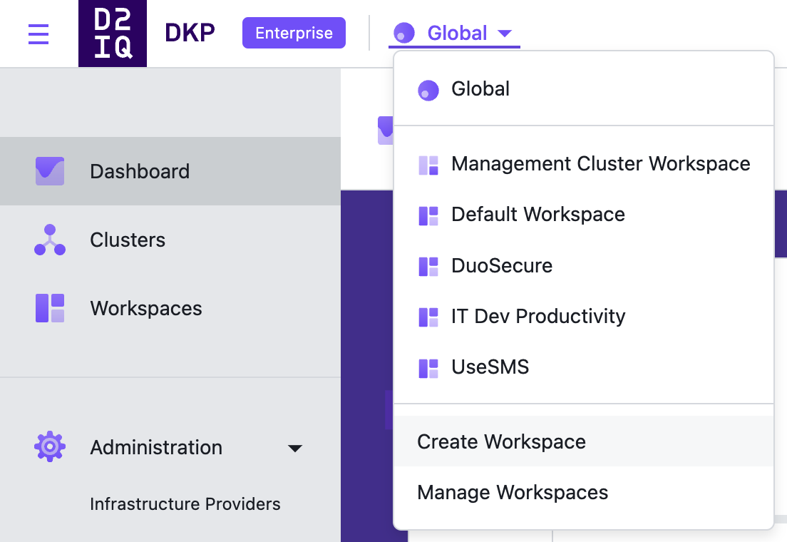 Organization / Workspace Selection