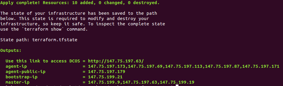 terraform apply output