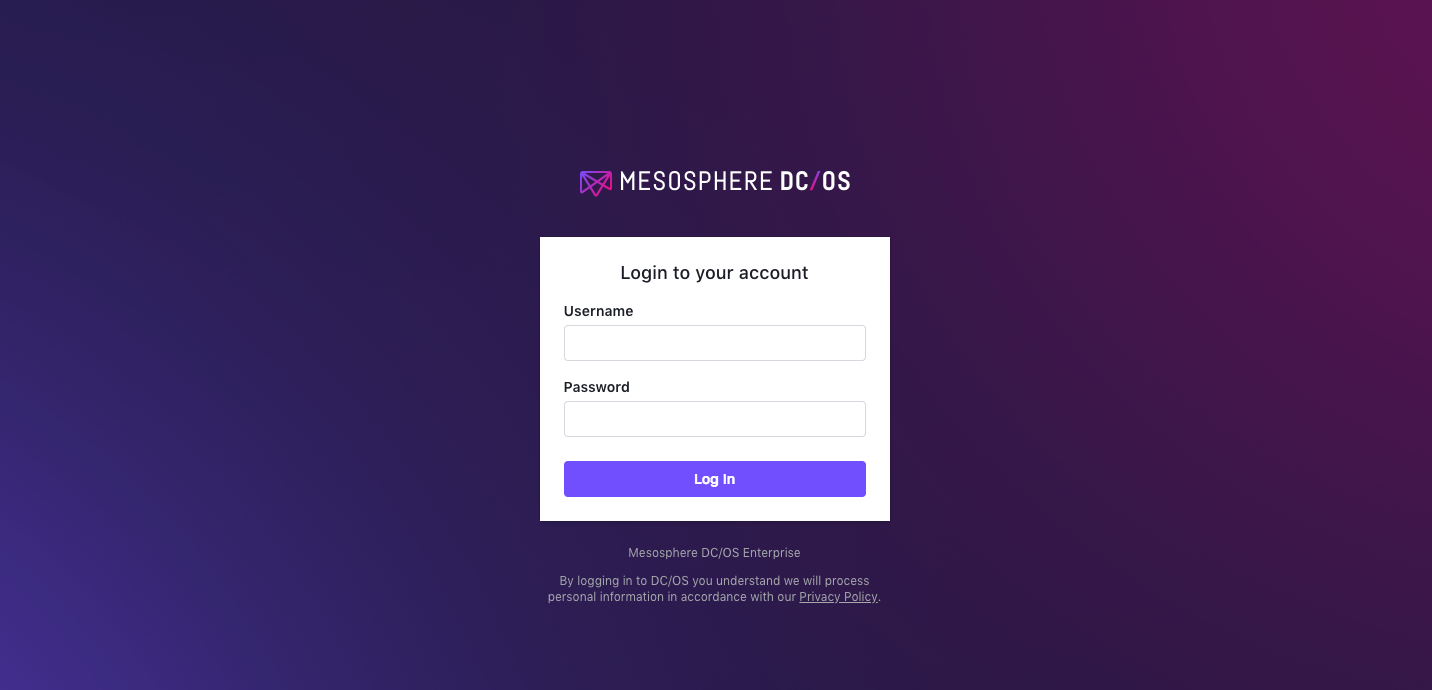 Log in DC/OS