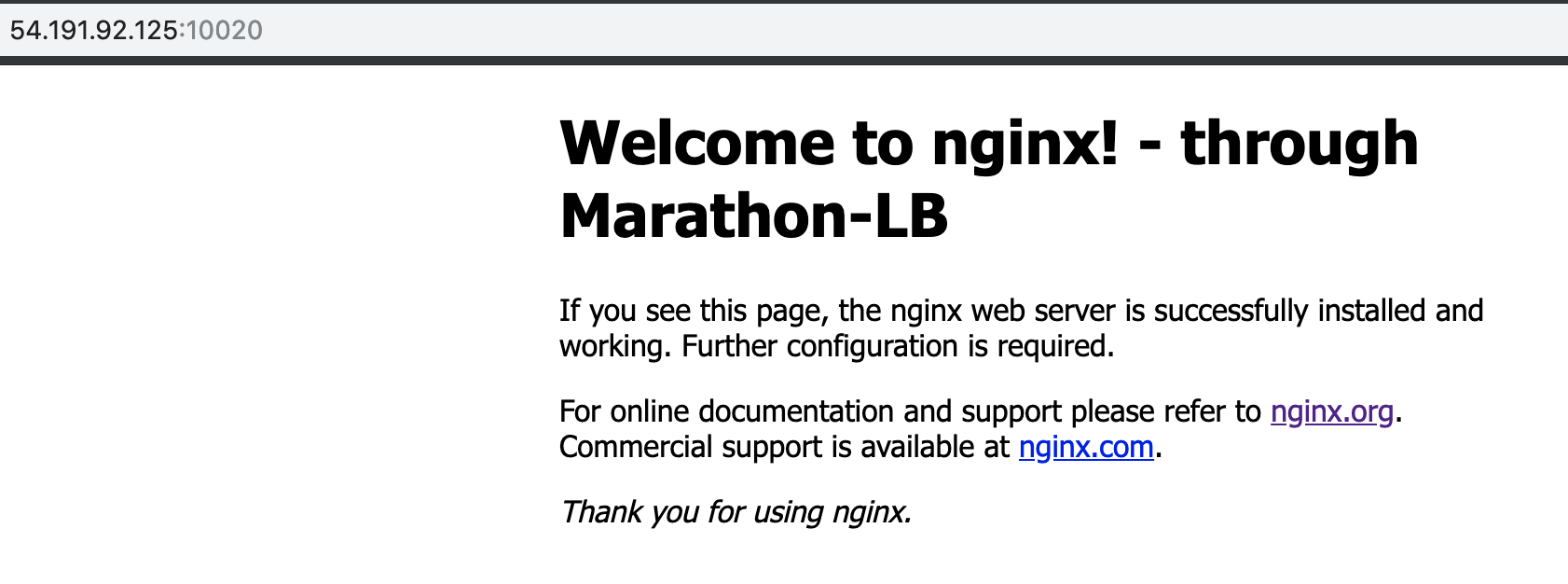 Welcome page for a service using Marathon-LB